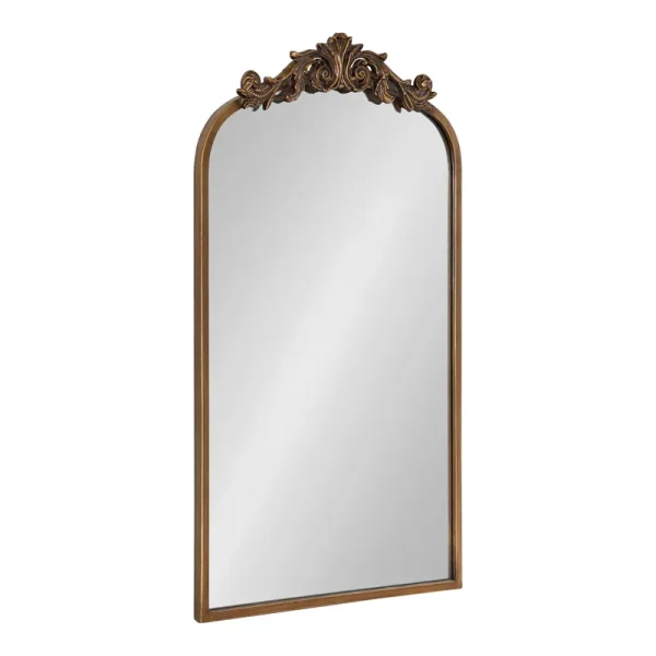 Kate and Laurel Arendahl Traditional Arch Mirror, 19 inch x 30.75 inch , Gold, Baroque Inspired Wall Decor