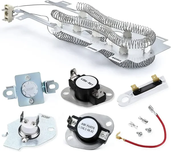 AMI Parts 8544771 & 279816 Dryer Heating Element with Dryer Thermostat & 279973 Dryer Thermal Cut-Off Fuse Kit & 3392519 Dryer Thermal Fuse Compatible