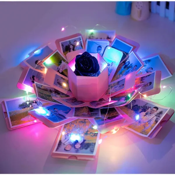 Creative Explosion Box -Gift Box Scrapbook DIY Photo Album Box for Birthday Anniversary Valentine Day Wedding(Upgrade Version) Pink.