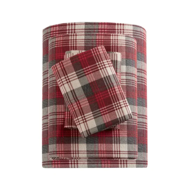 Woolrich Cotton Flannel Red Sheet Set - Queen