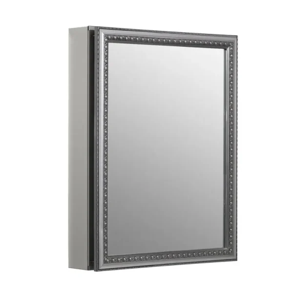 Kohler K-CB-CLW2026SS 20 x 26 in. Aluminum Single-Door Medicine Cabinet with Decorative Silver Framed Mirrored Door