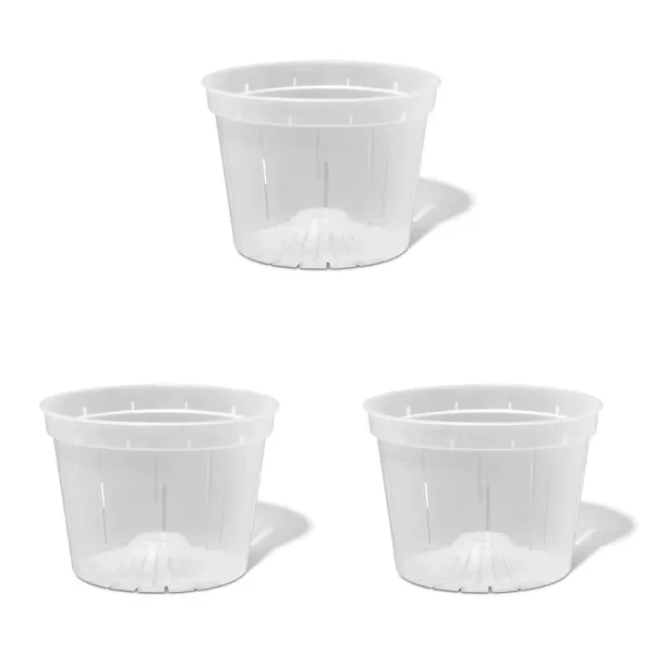 rePotme 8" Slotted Clear Orchid Pots 3 Pack (Crystal Clear)
