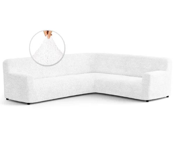PAULATO by GA.I.CO. Microfibra Collection Form Fit Stretch Corner Sectional Sofa Slipcover (White)(Polyester, Solid)