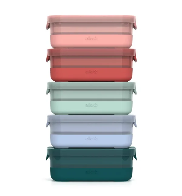 Plastic Food Storage Containers with Soft Base, Set of 5 - Melon