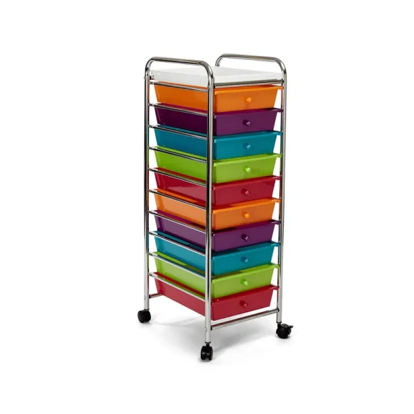 Seville Classics 10-Drawer Organizer Cart Pearlescent Multi-Color