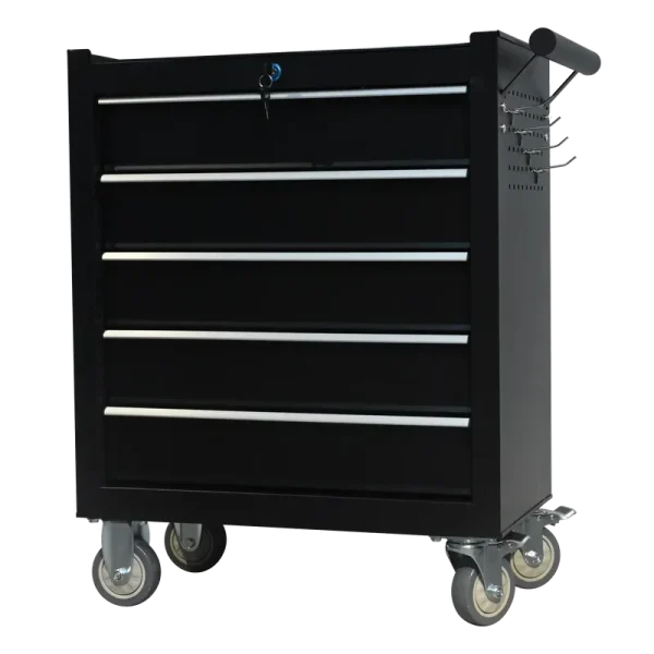 5 - Drawer Metal Rolling Tool Cabinet, Storage Toolbox with Brake Wheels, Tool Chest with Lock, Suitable for Warehouses, Garages, Repair Shops