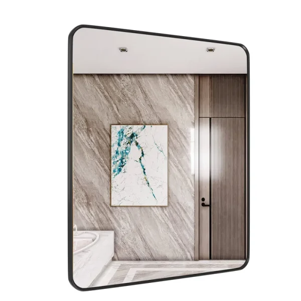 SNUGACE Black Metal Framed Mirror Rectangle Wall Mount Bathroom Vanity Mirror, 20�� x 28��