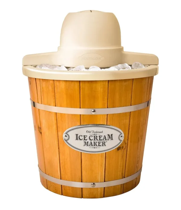 Nostalgia 4-Quart Electric Wood Bucket Ice Cream Maker