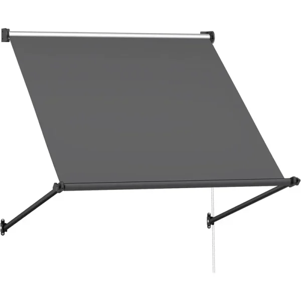 AECOJOY Retractable Awning, 50"x55" Manual Outdoor Awnings for Door Entrance, Sun Shade Canopy