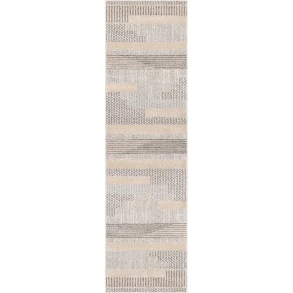 Well Woven Beige 2 ft. 7 in. x 9 ft. 10 in. Runner Harlow Briar Modern Geometric Abstract Area Rug
