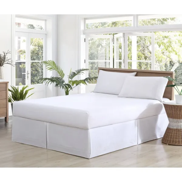 Tommy Bahama Solid Pleated Cotton White Bedskirt - Queen