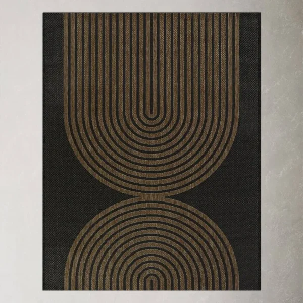 Sophia Geometric Flatweave Black/Brown Area Rug AllModern Rug Size: Rectangle 5'3" x 7'