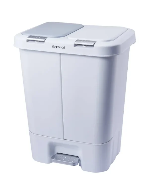 Step N Sort 11 Gal 2 Compartment Trash & Recycling Bin Kitchen Garbage Can White, Size: 22 Tall