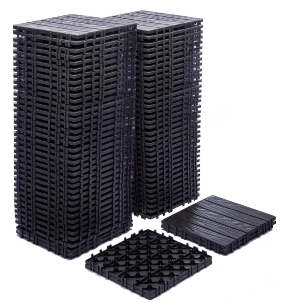76 - Pack Plastic Interlocking Deck Tiles - 68.80 Sq.ft Outdoor Plastic Flooring Super Durable & Waterproof All - Weather Indoor/Outdoor