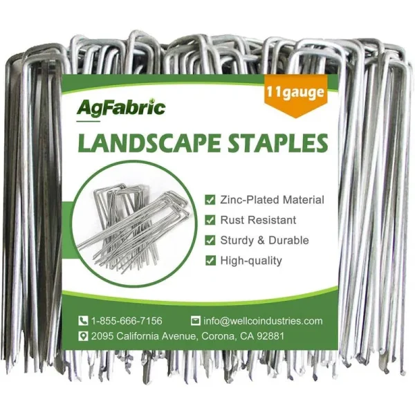 Agfabric 12 in. 11 Gauge Galvanized Landscape Staples Stake Pins for Weed Barrier,Irrigation Lines, Sod (50-Pcs)
