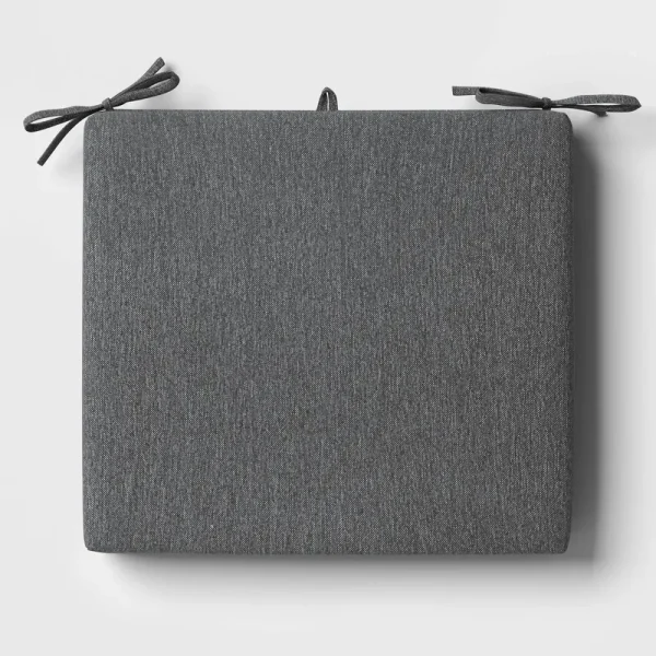 18"x20" Solid Woven Outdoor Chair Seat Cushion Charcoal - Threshold