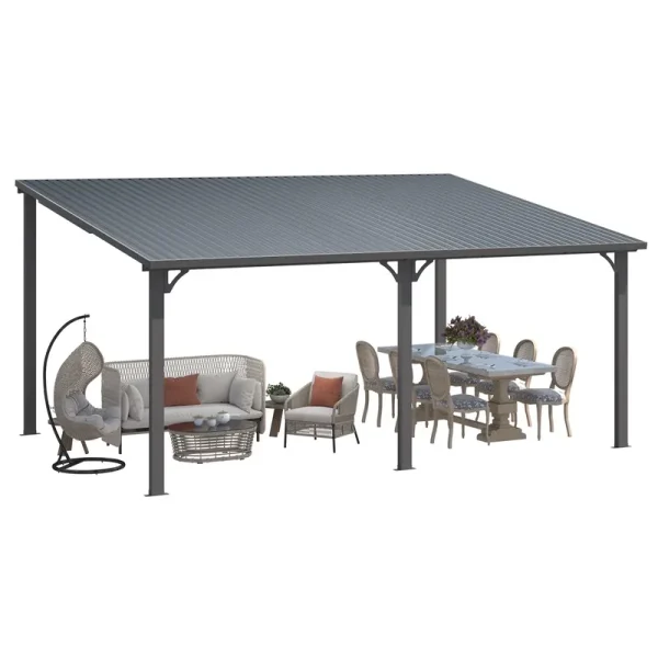 AECOJOY 16' x 12' Hardtop Gazebo Outdoor Pergola Lean to Metal Pergolas