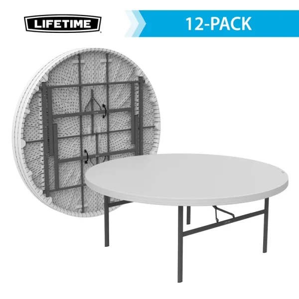 Lifetime 72 - Inch Round Table. White Granite - 12 Pk (Commercial) - 82673