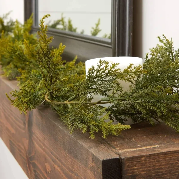 Factory Direct Craft 180cm Realistic Artificial Vinyl Cedar Pine Green Garland for Holiday Home Decor