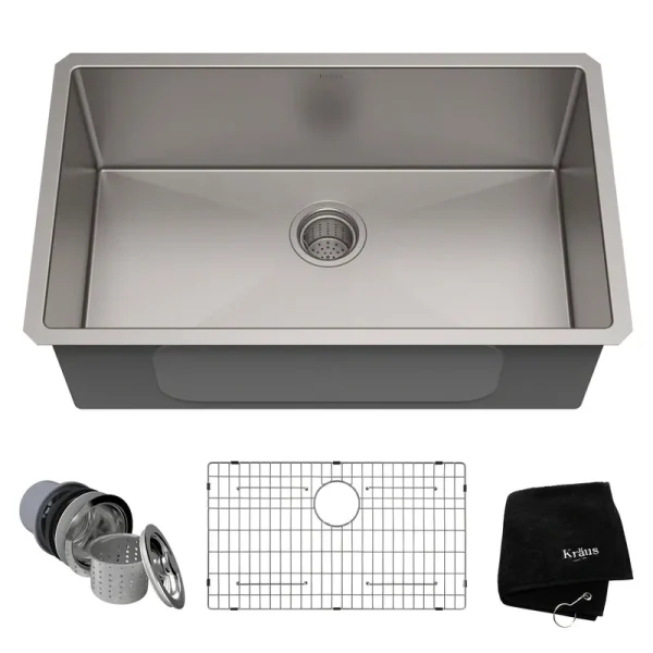 Kraus 30-Inch Undermount Single Bowl Stainless Steel Kitchen Sink