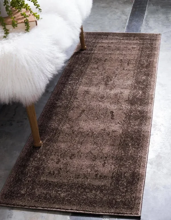 Unique Loom La Jolla 6 ft Runner Brown Floral Area Rug