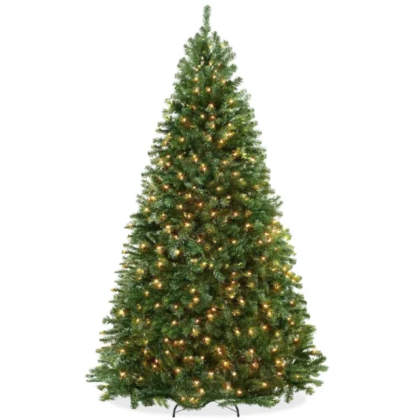 Casafield 9ft Pre-Lit Realistic Green Spruce Artificial Holiday Christmas Tree with Stand