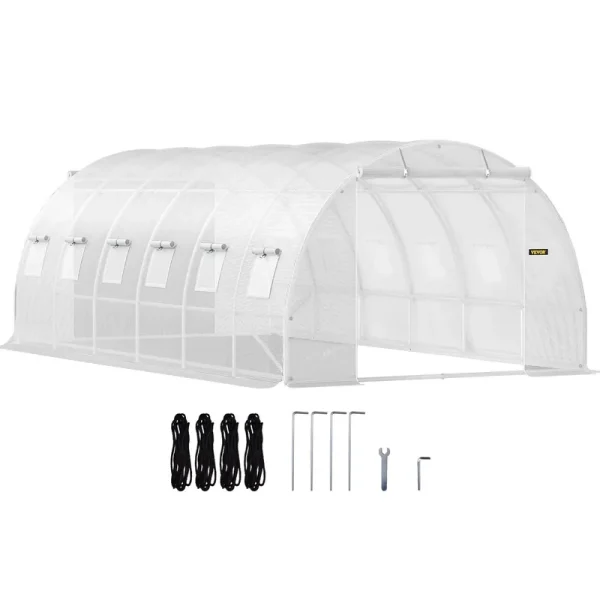 VEVOR Walk-In Greenhouse 10-20' Hot Planter House Gardening Galvanized Frame - 20'x10'x7'