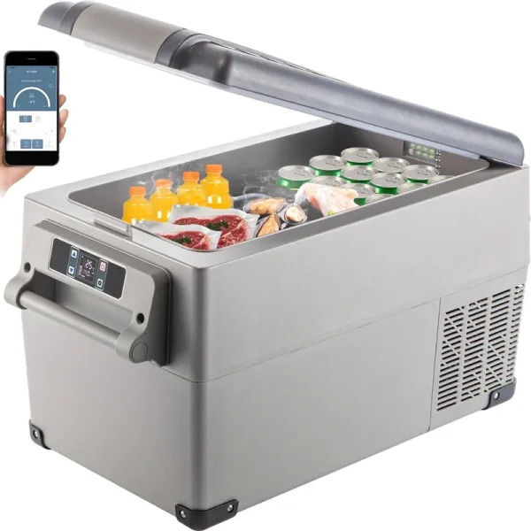 Vevorbrand 35L Portable Car Refrigerator 37 Quart Compact RV Fridge 12/24V DC and 110-240V AC Vehicle Car Truck Boat Mini Electric Cooler for Driving