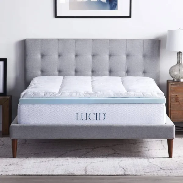 Lucid 4 inch Down Alternative and Gel Memory Foam Mattress Topper - Three Toppers in One - Full , White