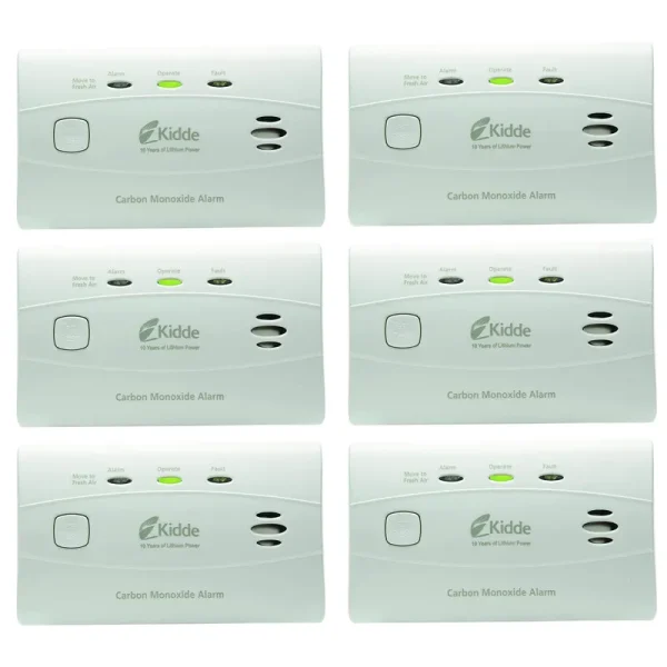 Kidde Carbon Monoxide Detector with 10-Year Battery, 3 LED Lights & Alarm Memory, 6 Pack