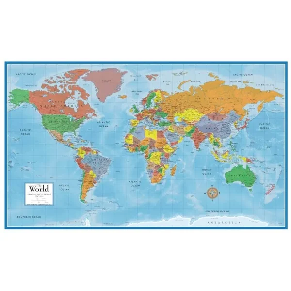 Swiftmaps World Premier Wall Map Poster Mural 24H x 36W