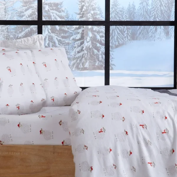 Great Bay Home Cotton Printed Flannel Sheet Set (King, Sheep)