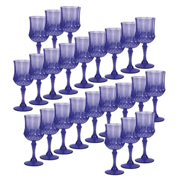 48 PC Bulk Purple Patterned Plastic Wine Glasses 6" 8 oz