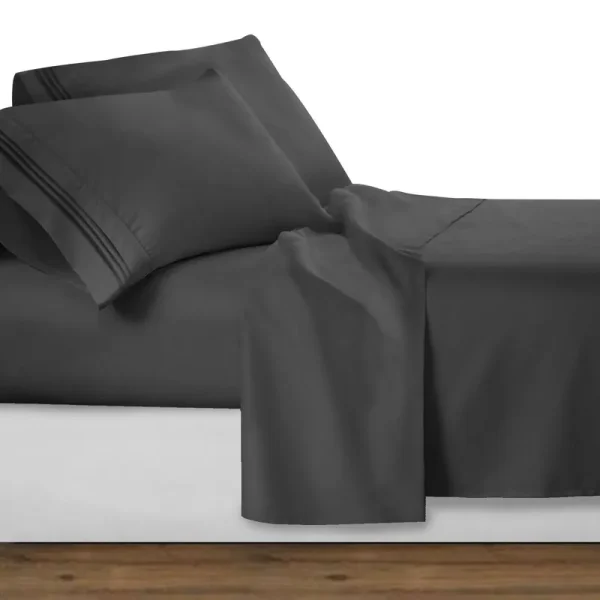 Clara Clark Premier 1800 Collection 4pc Bed Sheet Set - Queen Size Charcoal