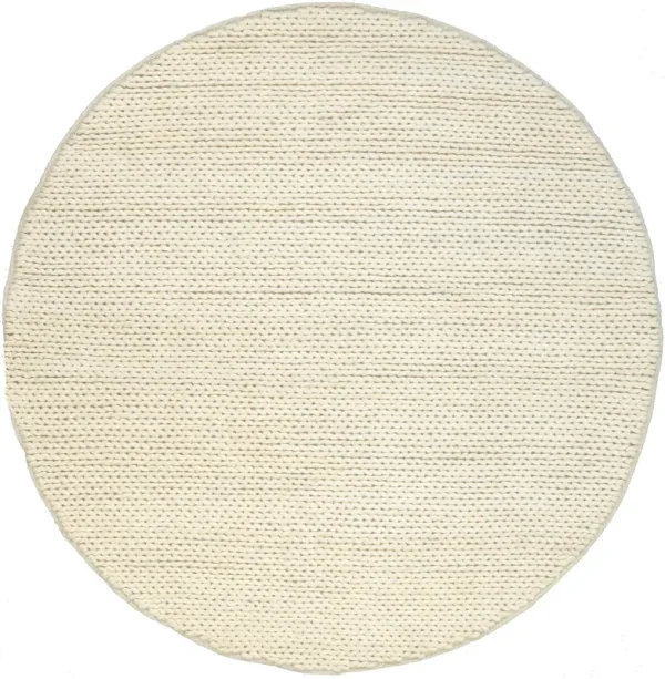 8' Round Hand Woven Chunky Woolen Cable Area Rug Off White - nuLOOM