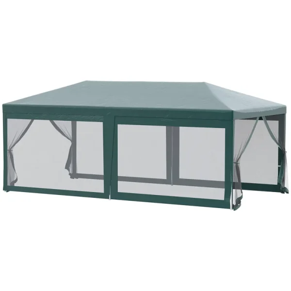 Outsunny 10' x 20' Gazebo Canopy Cover Tent with Removable Walls Green