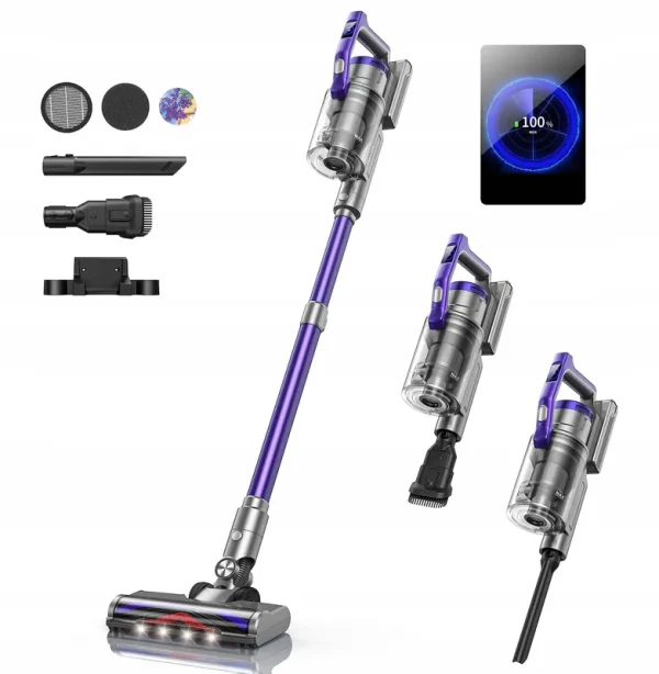 Honiture Cordless Vacuum Cleaner with Stick Lightweight Vacuum Cleaner for Carpet Floor Pet Hair, Size: One size, Purple