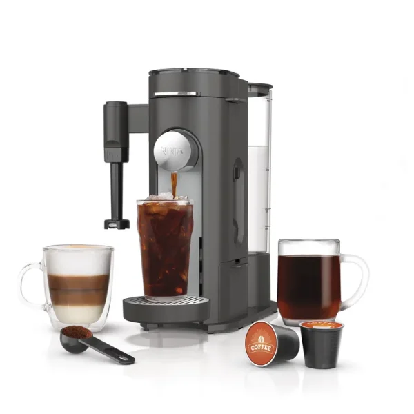 Ninja Single Serve Pods & Grounds Specialty Coffee Brewer, 4 Brew Styles, Gray, PB050