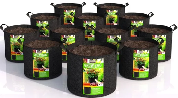 Utopia Home 12-Pack 10 Gallon Fabric Grow Bags, Heavy Duty Thickened Fabric Planters Pots, Aeration Fabric Pots with Handles, No