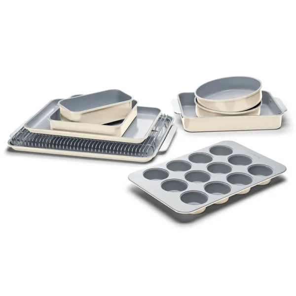 Caraway Home Non-Stick Ceramic Bakeware Set, 11-Piece - Cream