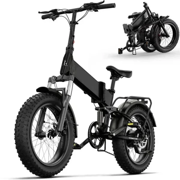 Electric Bike. 4.0 Fat Tire Foldable Ebike. 48V 13Ah Battery. 750W Electric Commuter Bicycle with LCD. 20 One-Step Folding Electric City Bike for Men Women. Black
