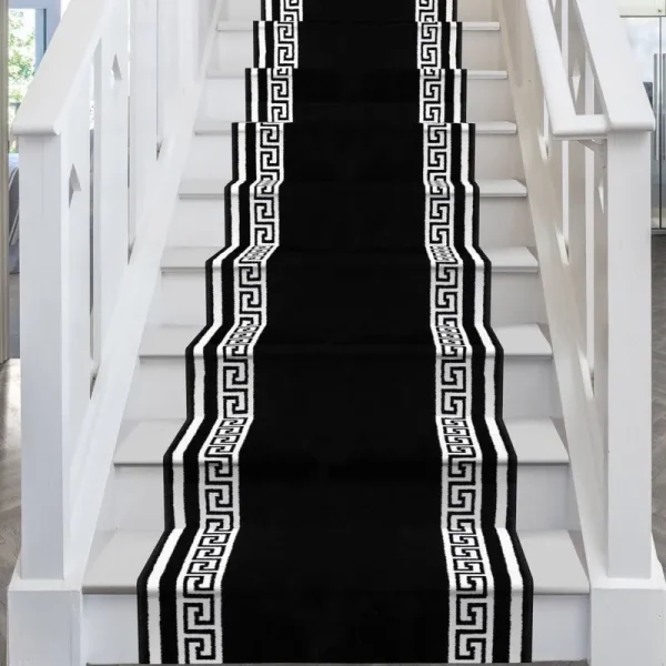 runrug Key Black Stair Carpet Runner - Width: 2 Foot