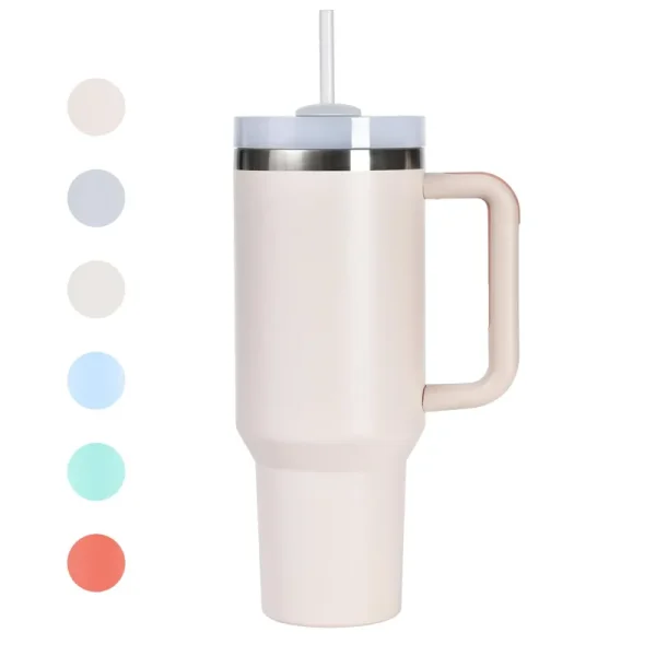 40oz Tumbler with Handle, Straw, Lid, Stainless Steel Vacuum Insulated Water Bottle Adventure Travel Mug Quencher for Iced Coffee, Hot and Cold Tea,