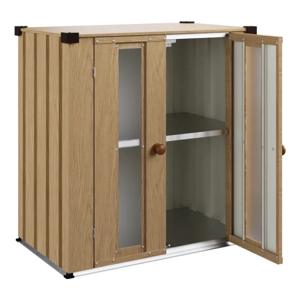 AECOJOY Small Outdoor Storage Cabinet Waterproof with Shelves, Vertical Garden Storage Sheds