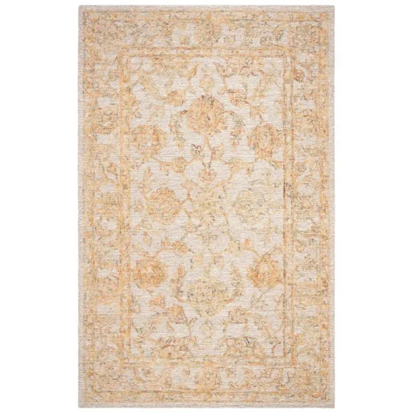 Swarey Oriental Handmade Tufted Wool Beige/Gold Area Rug Bungalow Rose Rug Size: Rectangle 5' x 8'