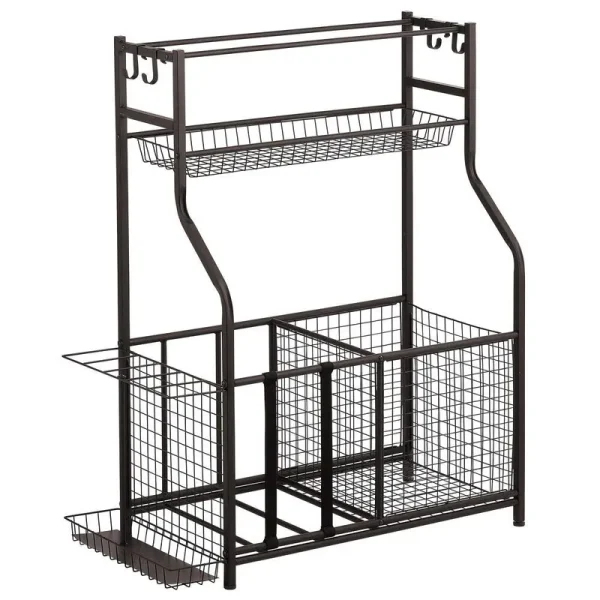mDesign Metal Heavy Duty Garage Sports Storage Rack with Top Shelf - Bronze