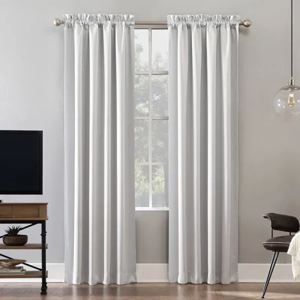 Sun Zero Oslo Theater Grade Extreme 100% Blackout Rod Pocket Curtain Panel 52" x 84" Pearl