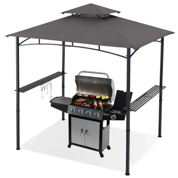 ABCCANOPY 8'X 5' Grill Gazebo Shelter, Outdoor BBQ Gazebo Canopy with LED Light (Gray)