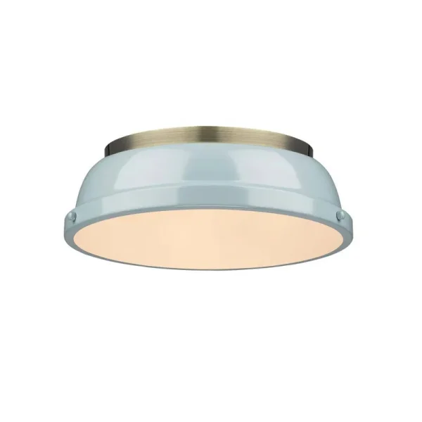 Calico 2 - Light 14" Flush Mount Birch Lane Fixture Finish: Aged Brass, Shade Color: Seafoam