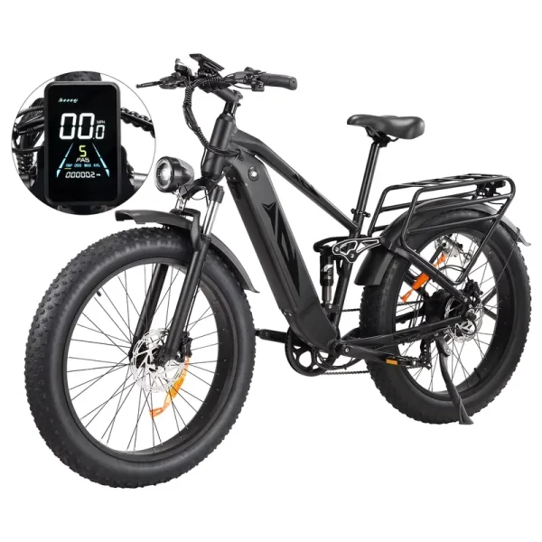 Electric Bike for Adults, 1000W E Bikes for Men, 26" Fat Tire Electric Bikes, 48V 17.5AH Battery, 28MPH, 7 Speed&Dual Hydraulic Disc Brakes, LCD Screen, 60miles Range, Electric Mountain Bicycle
